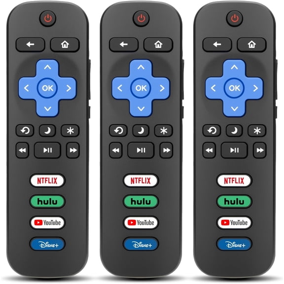 (Pack of 3) Replacement Remote Control for Roku TV, Compatible with TCL/Onn/Hisense Roku TV