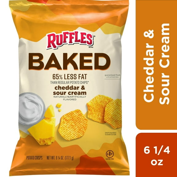 Pack of 3 Ruffles Baked Potato Crisps Cheddar & Sour Cream 6 1/4 Oz, 6.25 oz (packaging may vary)