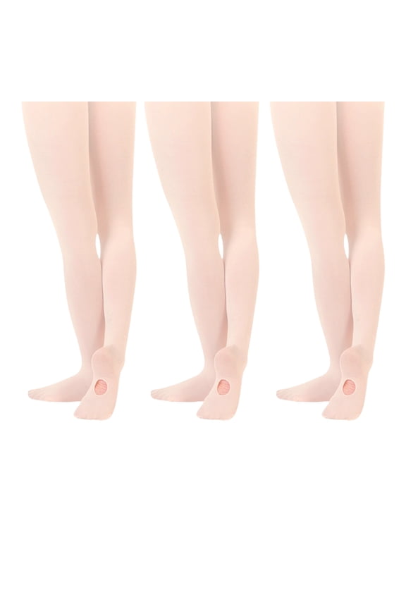 Youth Convertible Dance Tights, 3-Pack, Ballet pink, S-SS