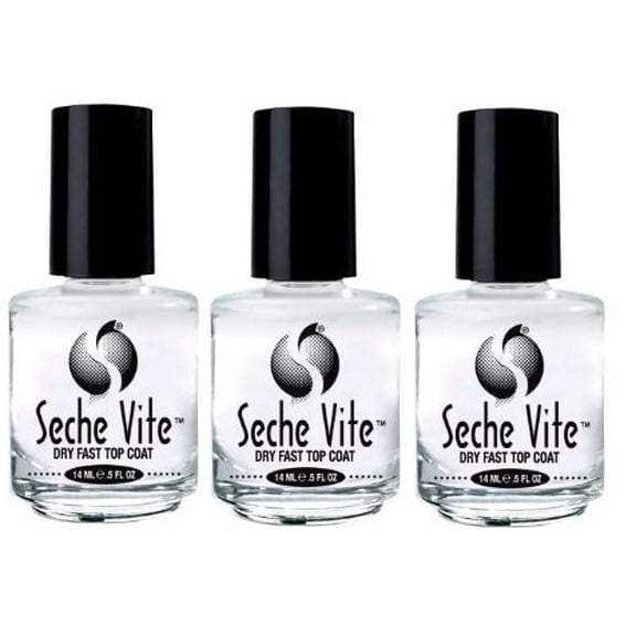 (Pack of 3) Seche Vite Dry Fast Top Coat Nail Polish Lacquer 0.5 oz 15ml