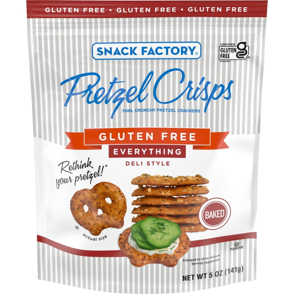 Pack of 3 Snack Factory Pretzel Crisps Gluten Free Everything Flavor, 5 oz (packaging may vary)