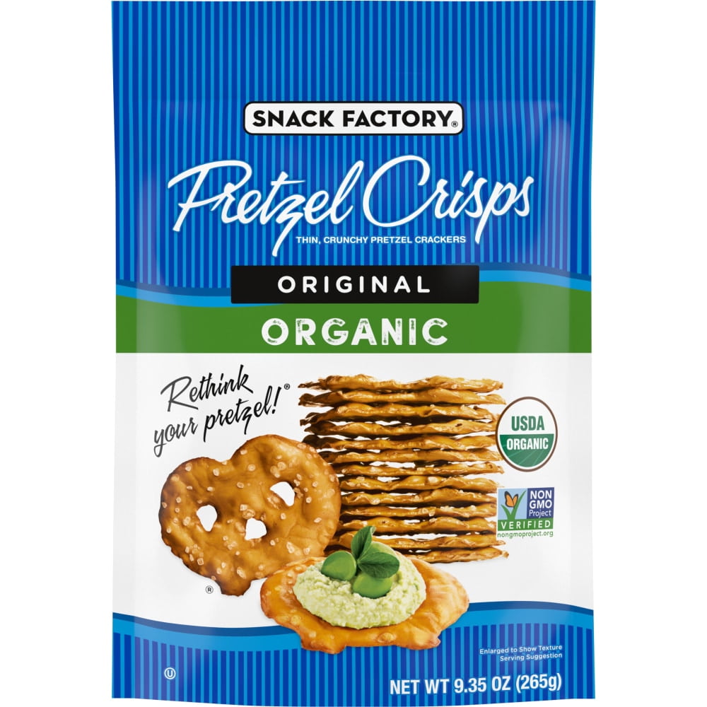 Pack of 3 Snack Factory Pretzel Crisps Organic Original, 9.35 oz (packaging may vary)