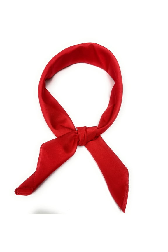 Pack of 3 Solid Ribbon Scarves, Head Neck Pocket Square Scarf (Red)