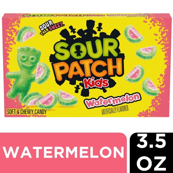 Pack of 3 Sour Patch Kids Watermelon Soft & Chewy Candy Theater Box, 3.5 oz (packaging may vary)