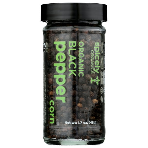 (Pack of 3), Spicely Organics Organic Whole Black Peppercorn, 1.7 oz