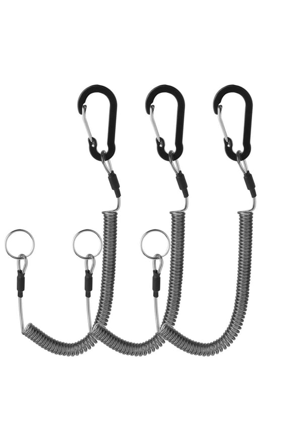 Pack of 3 Spiral Key Chains, Outdoor Spiral Cable,Retractable Safe Rope, Accessories with Clip Made of Aluminium Alloy