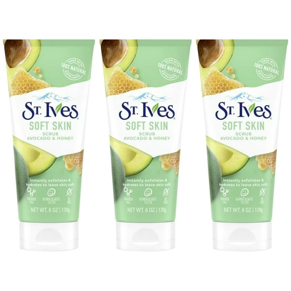 Pack of (3) St Ives, Avocado And Honey Soft Skin Scrub, 6 Ounce