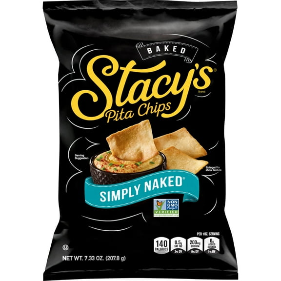 Pack of 3 Stacy's Simply Naked Baked Pita Chips Snacks, 7.33 oz (packaging may vary)
