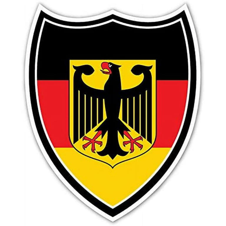 Pack of 3 Stickers) German Coat of Arms Germany Flag Shield Black