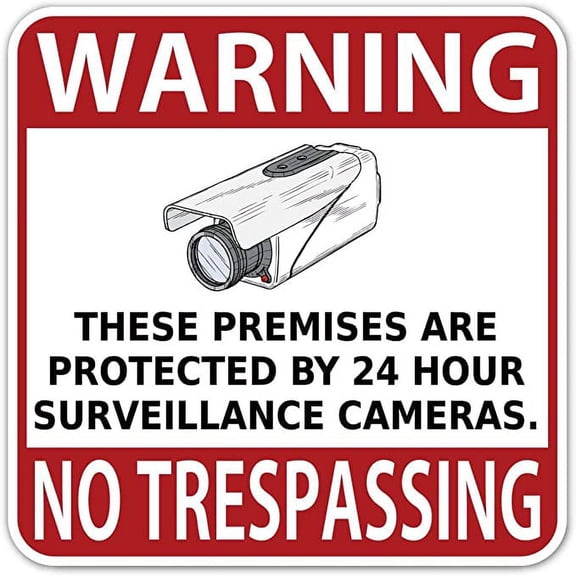 (Pack of 3 Stickers) Warning Sign No Trespassing Protected by 24 Hour Surveillance Cameras Vinyl Decal Bumper Sticker 6 X 6