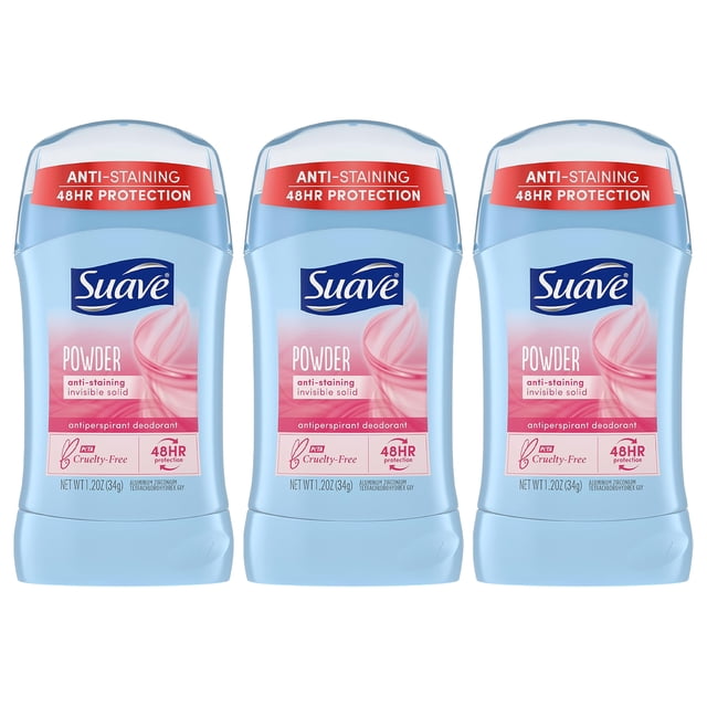 Pack of (3) Suave Deodorant Antiperspirant And Deodorant Stick Powder