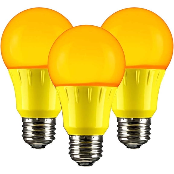 Pack of 3 Sunlite LED A Type Colored 3W Light Bulb Medium (E26) Base, Yellow