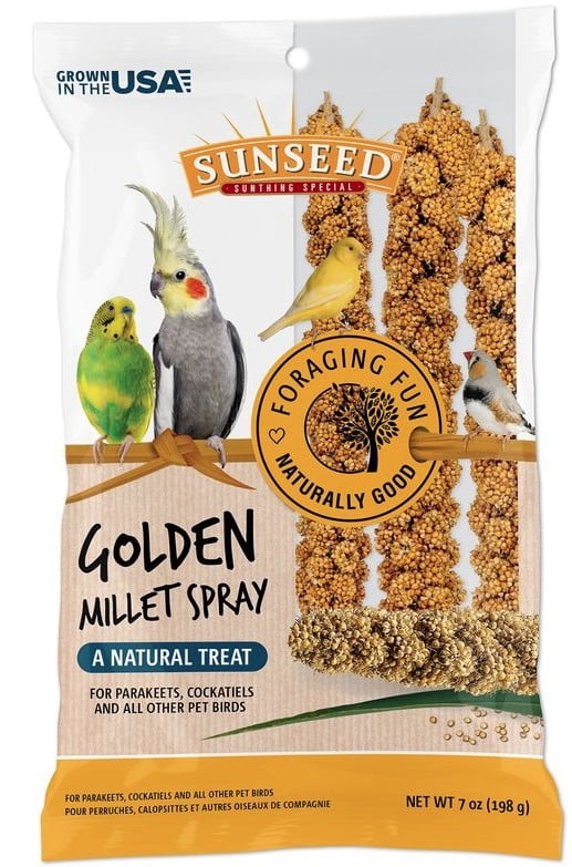 [Pack of 3] Sunseed Golden Millet Spray Natural Bird Treat 7 oz