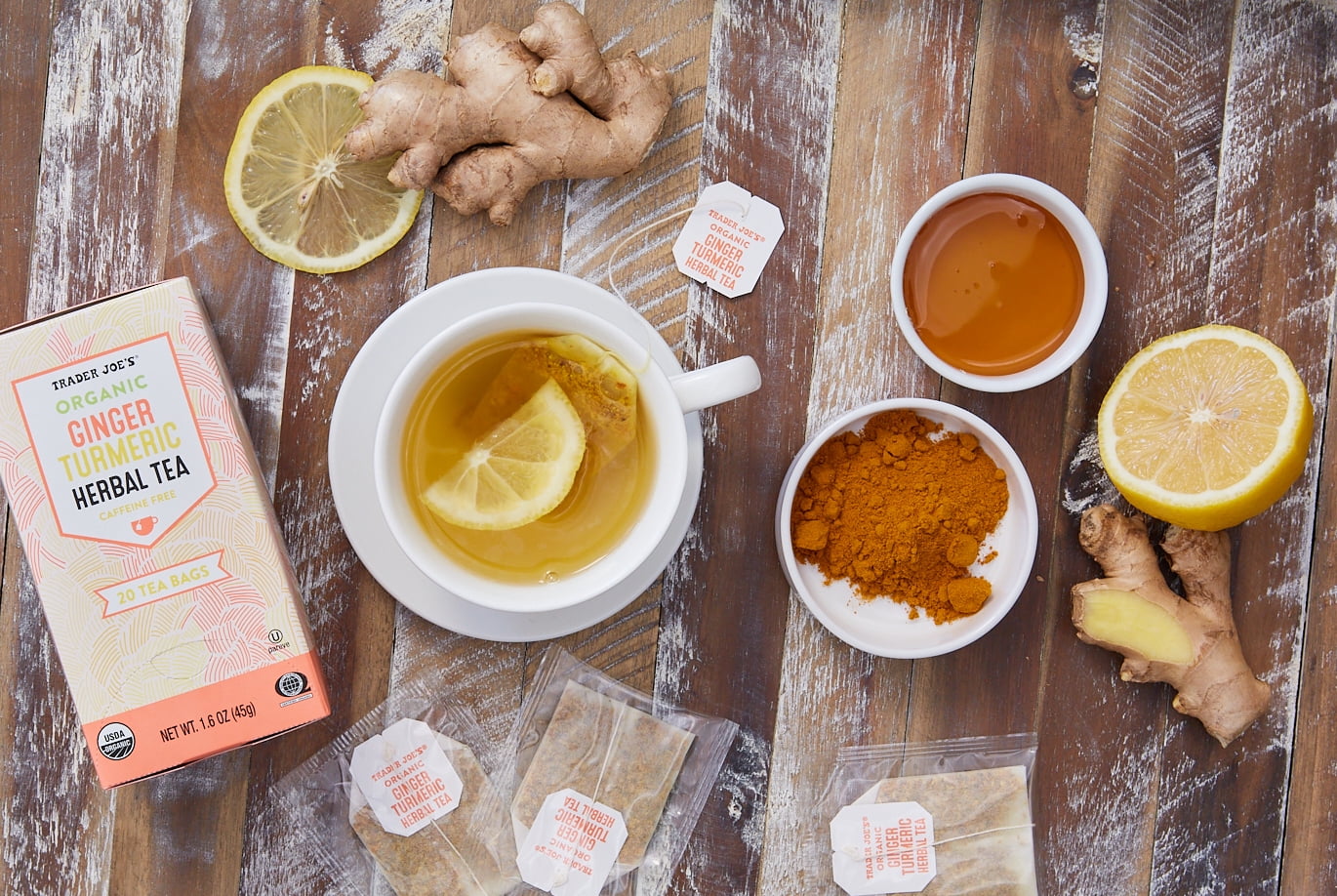 Pack of 3 - TJs Organic Ginger Turmeric Herbal Tea 20 Bag