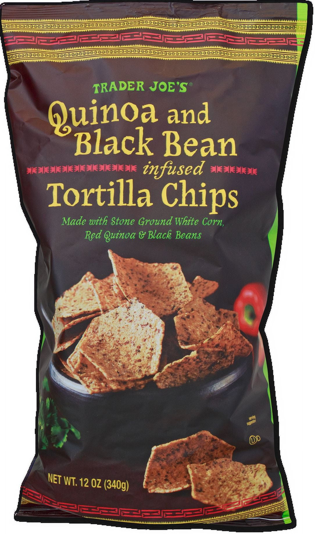 Pack of 3 - TJs Quinoa and Black Bean infused Tortilla Chips 12 Oz