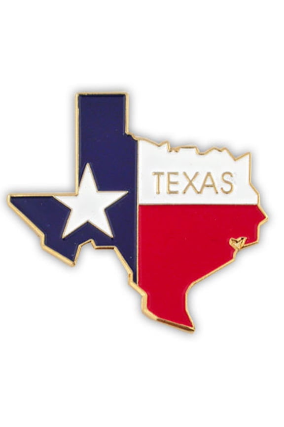 Pack of 3 Texas Map Shaped Lapel Pins; Three Tie Pin Badges with military style butterfly clutch on the back
