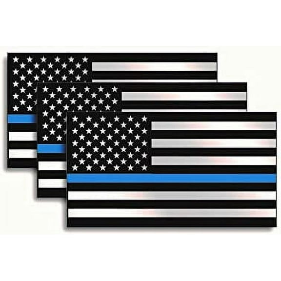 Pack of 3 Thin Blue Line and USA Flag Decal Stickers American Flag Fallen Officer Cop Car Truck Blue Lives Matter