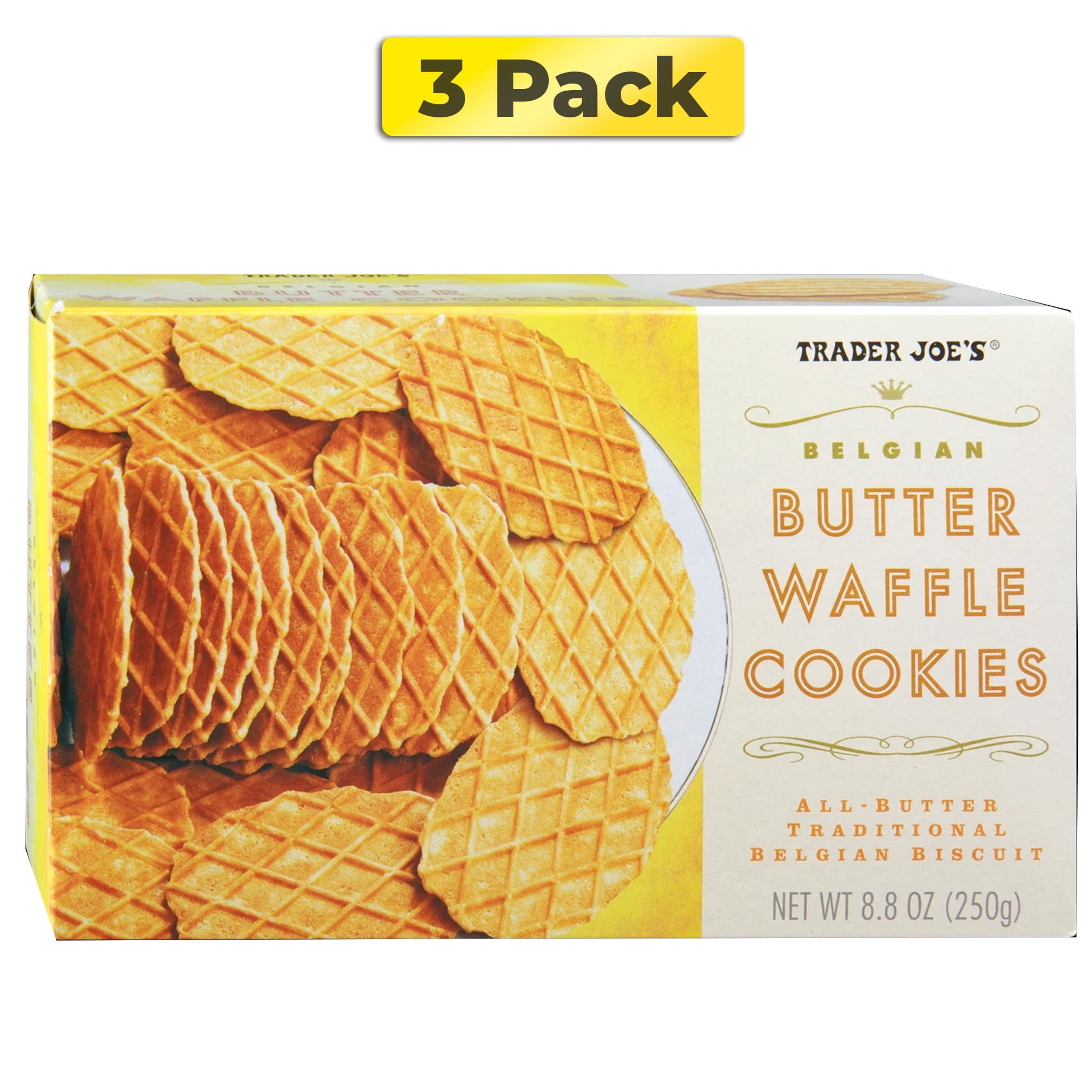 Pack Of 3 Trader Joe's Belgian Butter Waffle Cookies | 8.8 Oz