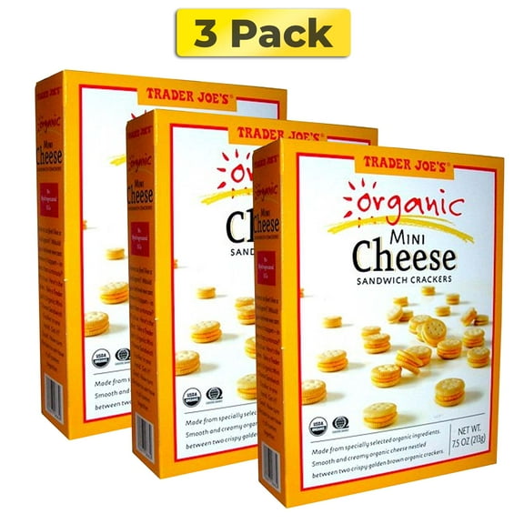 Pack of 3 Trader Joe's Organic Mini Cheese Sandwich Crackers | 7.5 oz