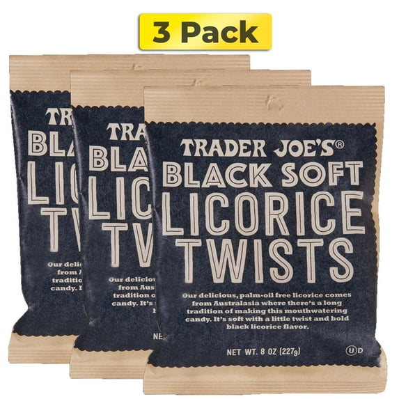 Pack of 3 Trader Joe's Soft Black Licorice Twists | 8 oz