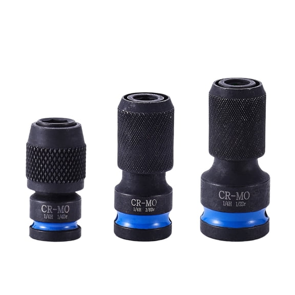 Pack of 3 Universal Socket Conversion Head for Air Guns and Electric Wrenches Featuring Retractable Sleeve Design Three
