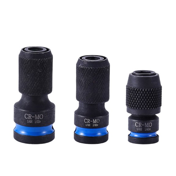 Pack of 3 Universally Socket Conversion Head for Air Guns and Electric Wrenches Featuring Retractable Sleeve Design Thre