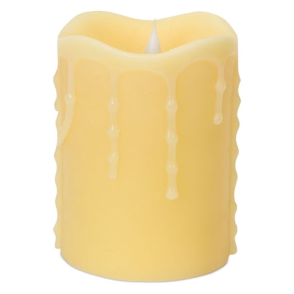 Pack of 3 Yellow LED Lighted Dripping Candle with Timer 5"