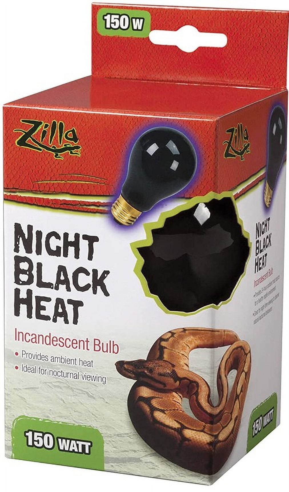 [Pack of 3] Zilla Night Black Heat Incandescent Bulb for Reptiles 150
