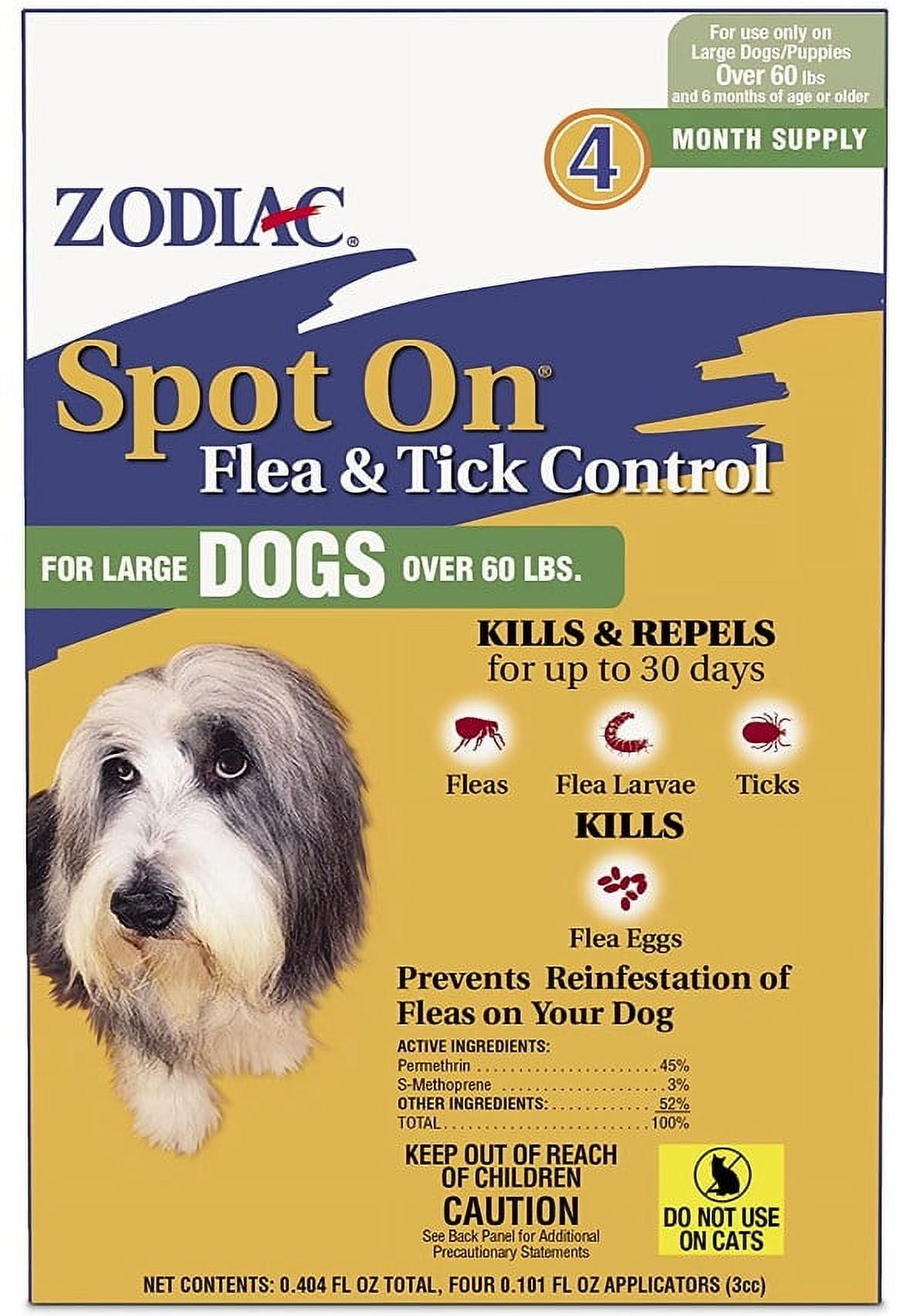 [Pack of 3] Zodiac Spot On Flea and Tick Control for Large Dogs 4 count