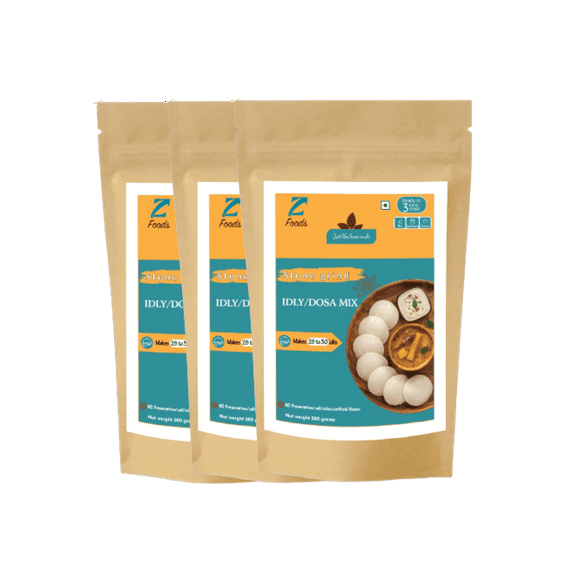 Pack of 3 - Zylxy Foods Stone Grind Idli / Dosa Mix - 500 g