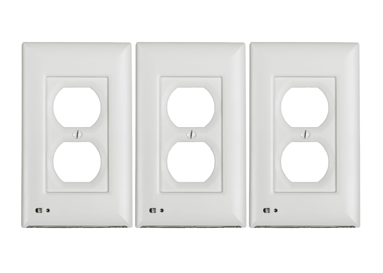 Pack of 3 brite OWL Power Failure LED Light Up Outlet Cover, Unaffected by Electrical Outage, Duplex White