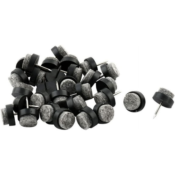 Pack of 30 15mm Diameter Table Chair Furniture Feet Legs Floor Protection Guard Felt Pad Nails Black