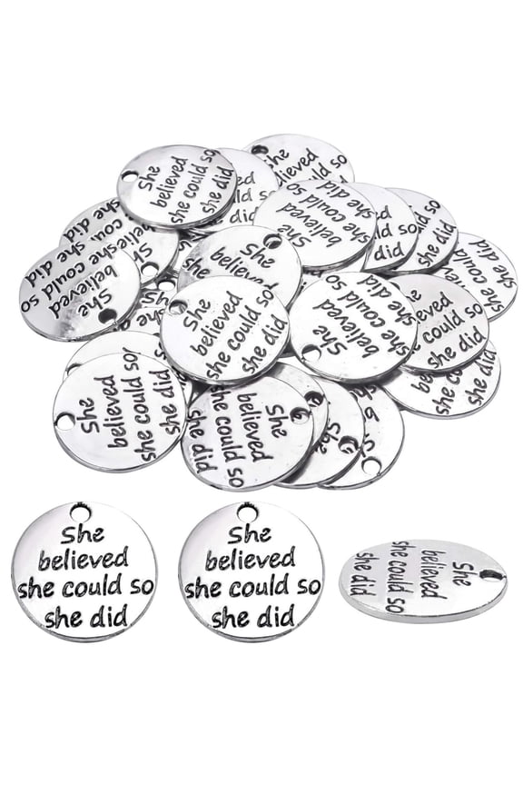 Pack of 30 Alloy Inspirational Message Charm Pendants She believed she could so