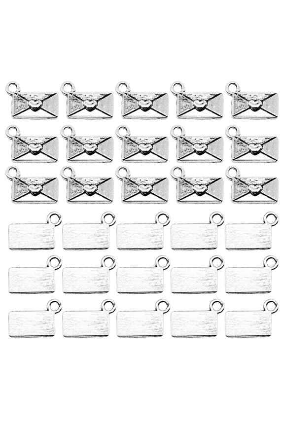 Pack of 30 Antique Silver Love Letter Charm Adornments for Jewelry Projects and Creative Pendant Designs