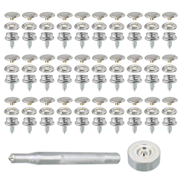 Pack of 30 Big White Buckle Screw Buttons Four-way Buckle Premium Metal Fasteners for Crafting and Sewing Needs