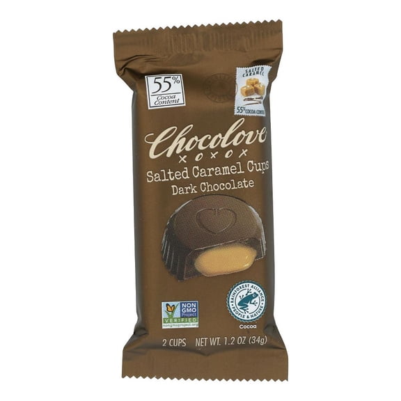 (Pack of 30) Chocolove Chocolate Dark Salted Caramel Cups 1.2 Oz