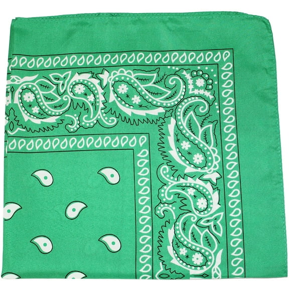 Pack of 30 Daily Basic Polyester 22 x 22 Paisley Printed Bandanas (Green)
