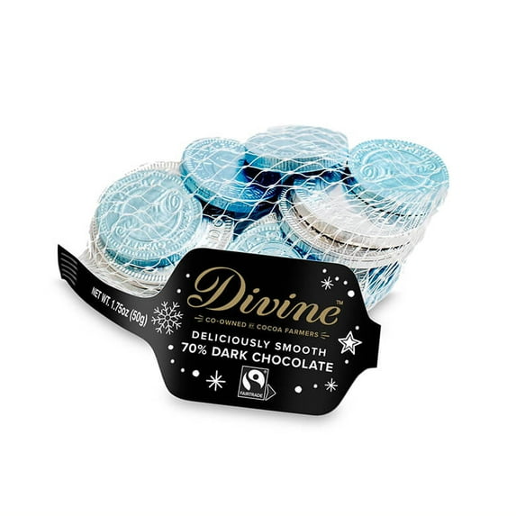 (Pack of 30), Divine Chocolate Dark Chocolate Coins, 1.75 oz