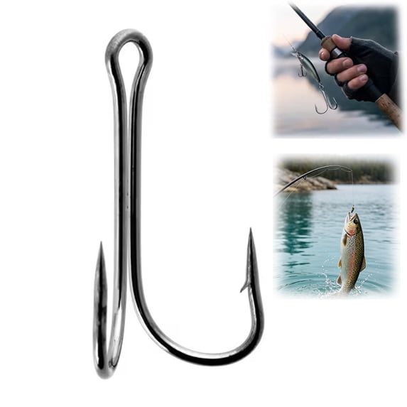 Pack of 30 Frog Hooks, 2X Strong High Carbon Steel Double Hooks for Bass Fishing, Offset Wide Gap, Saltwater Freshwater