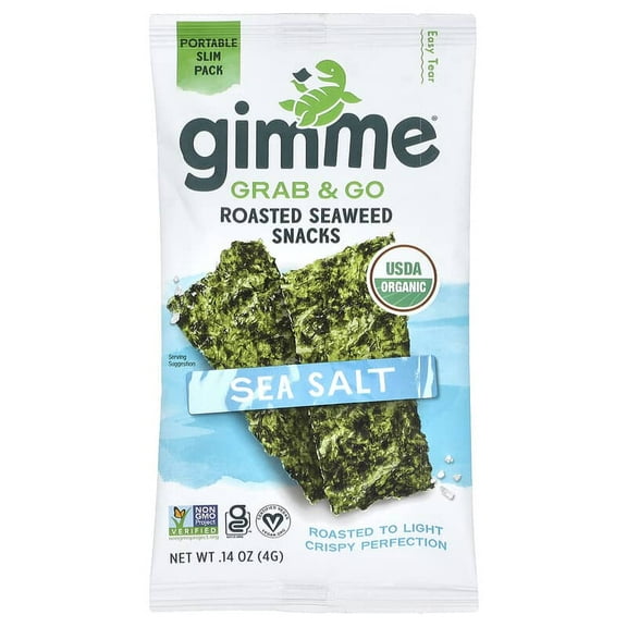 (Pack of 30), Gimme Organic Grab & Go Roasted Seaweed Snacks Sea Salt, 0.14 oz