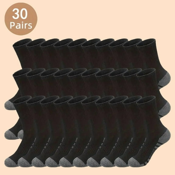 Pack of 30, Men'S Stockings, Autumn Sports Socks, Knitted Polyester Fabrics, Hand or Dry Cleaning, Solid Color, Fashion Men'S Shoes and Accessories