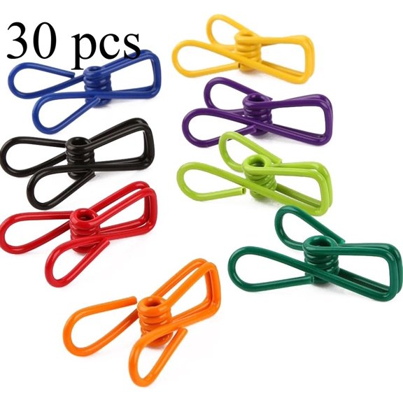 Pack of 30 Multi-Purpose Clothesline Utility Clips, Steel Wire Clips