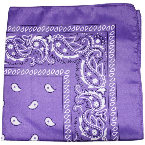 Pack of 30 Polyester 22 x 22 Inch Paisley Printed Bandanas (Purple)
