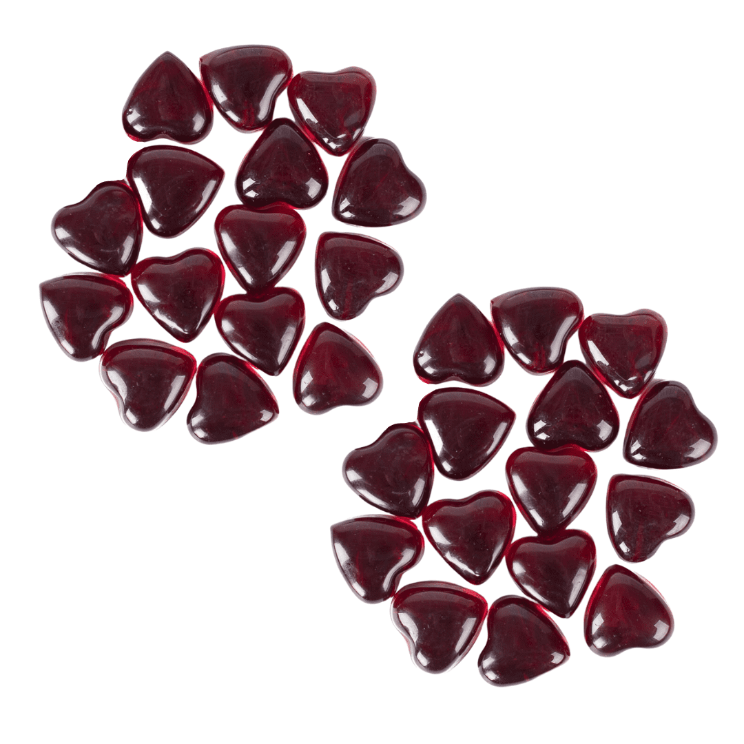 Pack of 30 Red Heart Glass Gems - For Table Scatter, Valentine's Day, and Keepsakes