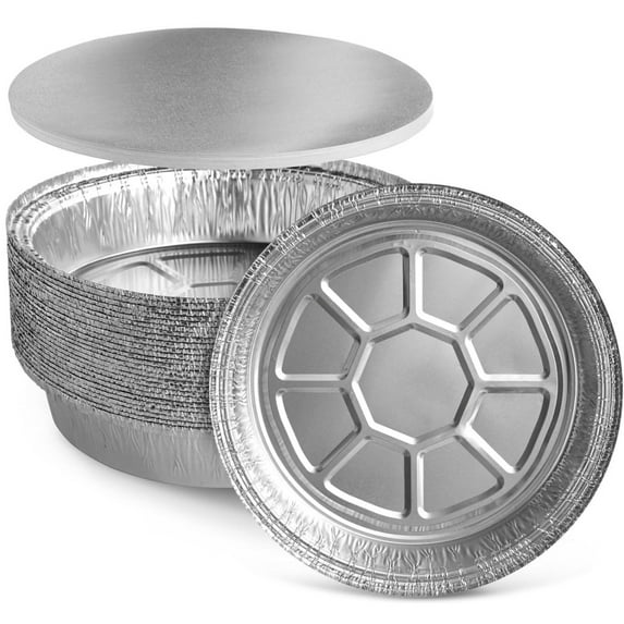Pack of 30 Round 7" Aluminum Foil Take-Out Pans with Board Lids, Baking, Meal Prep