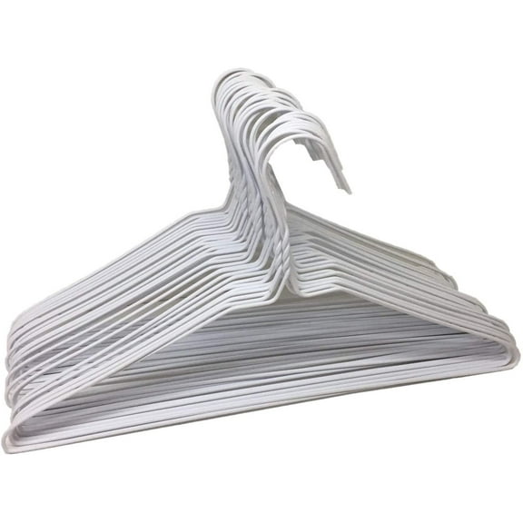Pack of 30 Steel Wire Clothes Hangers with Plastic Coating, Stress-Hardened 13-Gauge Metal Hangers for Drip Drying Coats and Garments