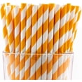 thumbnail image 1 of Pack of 300 Orange Swirls Biodegradable 4-Ply Paper Drinking Straws (Compostable, Non-toxic, BPA-free), 1 of 1