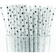 thumbnail image 1 of Pack of 300 Silver Polka Dot Foil Biodegradable 4-Ply Paper Drinking Straws (Compostable, Non-toxic, BPA-free), 1 of 3