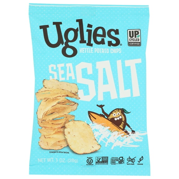 Pack of 32, Uglies Sea Salt Kettle Potato Chips, 1 oz