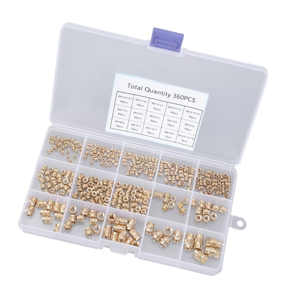 Pack of 335/360 Brass Threaded Inserts for Plastic and 3D Print Applications